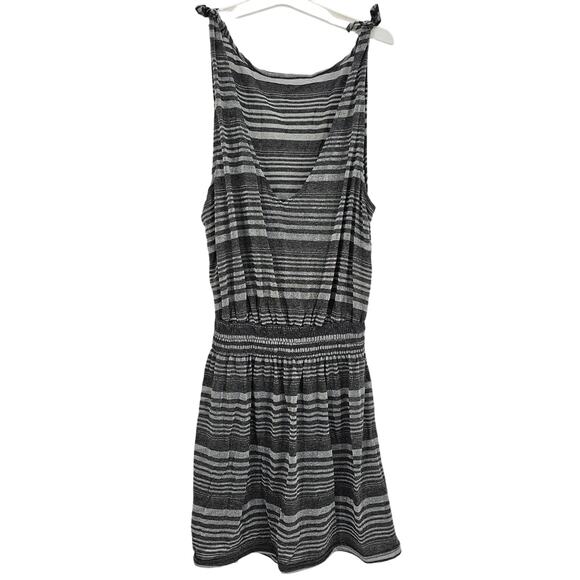 Becca Swim Woman size L Silver Gray Stripe Tie Shoulder Swimsuit Cover Dress NEW - Picture 1 of 8